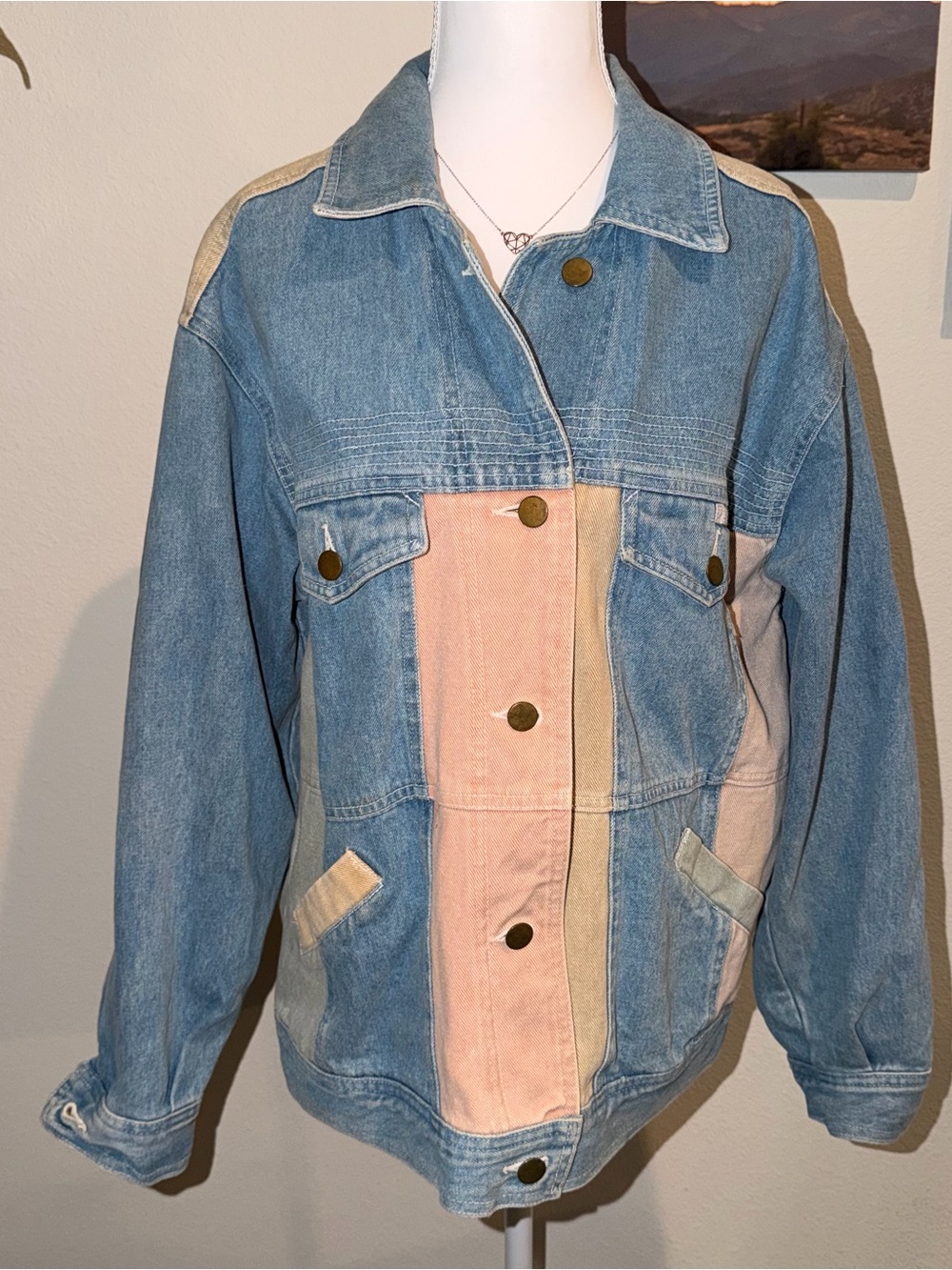 Vintage 90s TOGETHER! Pastel Colorblock Denim Jacket